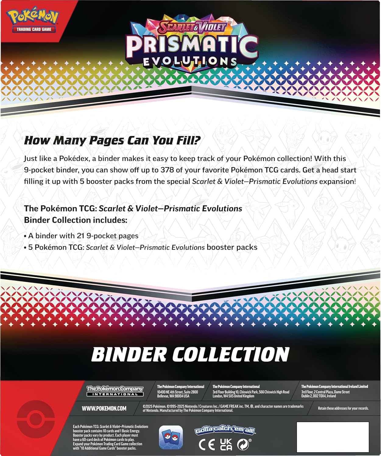 Scarlet & Violet Prismatic Evolutions Binder Collection (Binder with 378 Pockets & 5 Booster Packs)