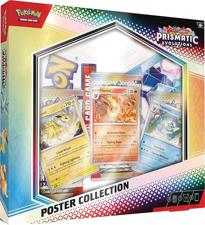 Scarlet & Violet Prismatic Evolutions Poster Collection (3 booster packs, poster & 3 Foil Promo Cards)