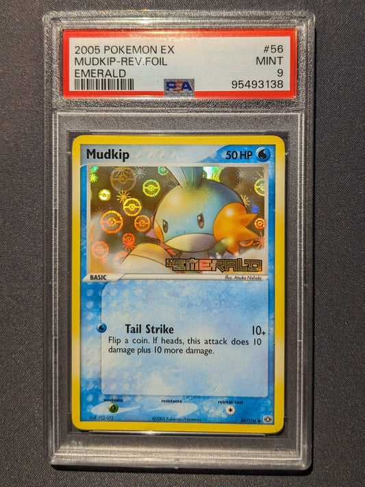 Mudkip Reverse Foil 56/106 EX Emerald Stamped Graded Pokemon Card PSA 9 MINT