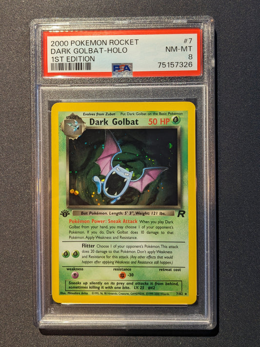 Dark Golbat 7/82 1st Edition Holo Rare Team Rocket WOTC Pokémon Card PSA 8