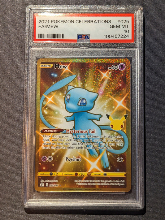 Mew 025/025 Celebrations 25th Anniversary Gold Graded Pokémon Card PSA 10 MINT